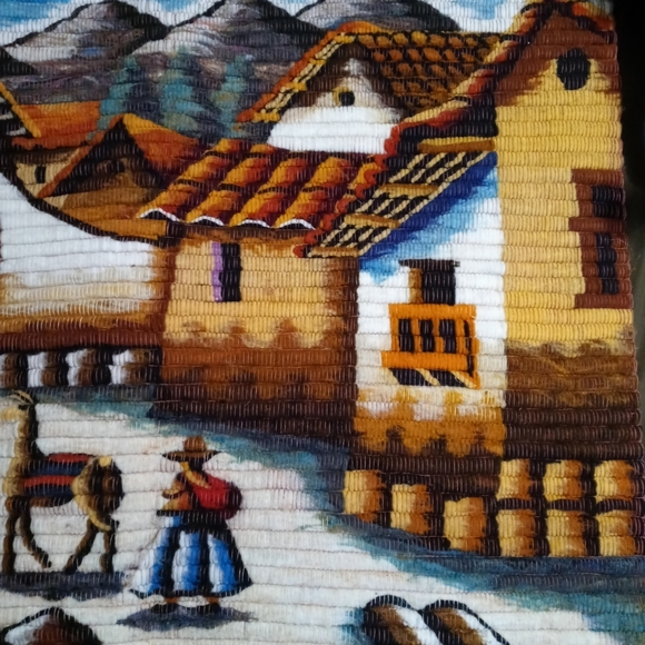 🦙Peruvian Folk Art Wool Handcrafted🦙🦙36"×36" Tapestry,Aspenandes Wall Decor. - Picture 9 of 16